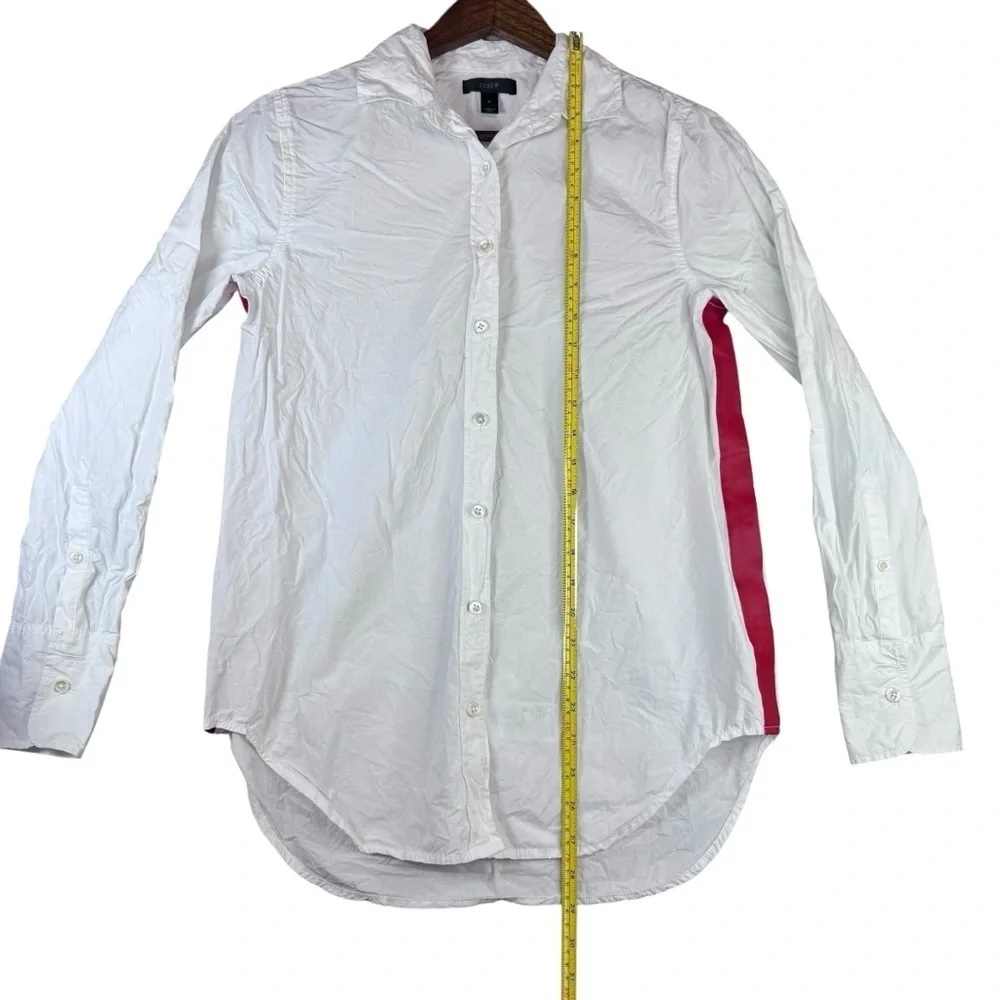 J. Crew Woman’s White Button Down Shirt with Red Accent Stripe